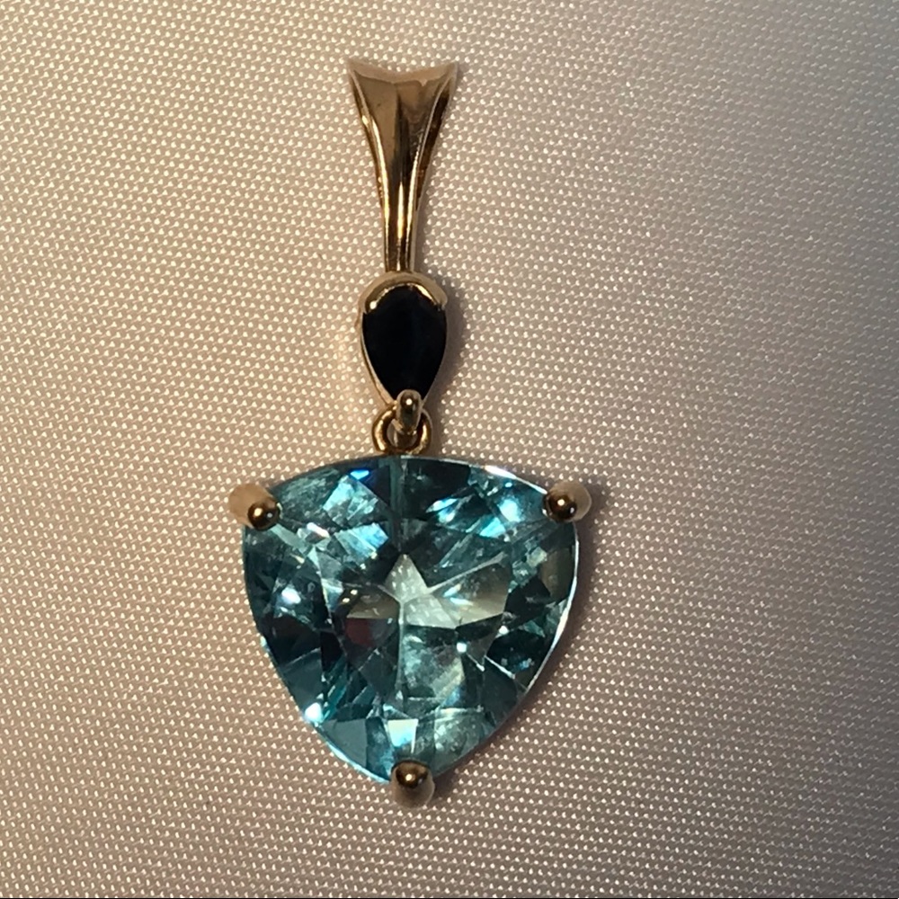 Blue Topaz & Sapphire Pendant 14k